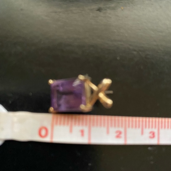 14K Gold and Amethyst earrings. - Picture 2 of 2